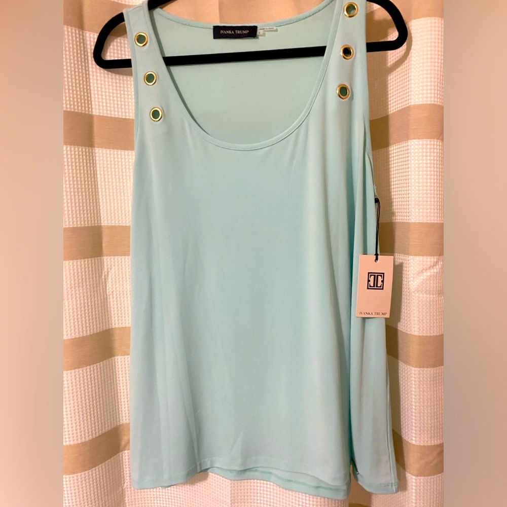 Ivanka Trump tank top with grommets. Size Large- light blue NWT